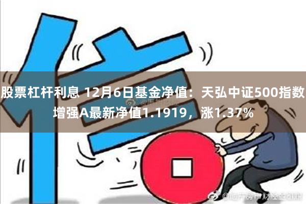 股票杠杆利息 12月6日基金净值：天弘中证500指数增强A最新净值1.1919，涨1.37%