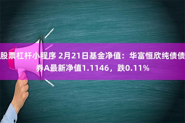 股票杠杆小程序 2月21日基金净值：华富恒欣纯债债券A最新净值1.1146，跌0.11%